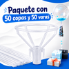 50 Porta Globo transparente para burbuja vara de 45cm largo