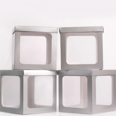 4 cajas plata medianas con ventana