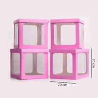 4 cajas rosas medianas con ventana