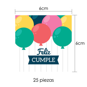 Tarjeta de cumpleaños globos colores
